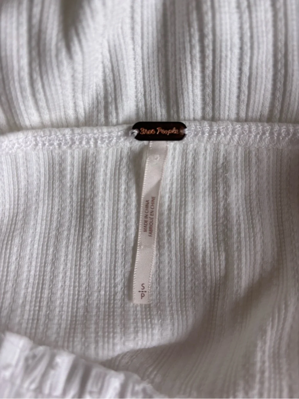 Free People Sugar Sugar White Ribbed Long Sleeve Top Size Small